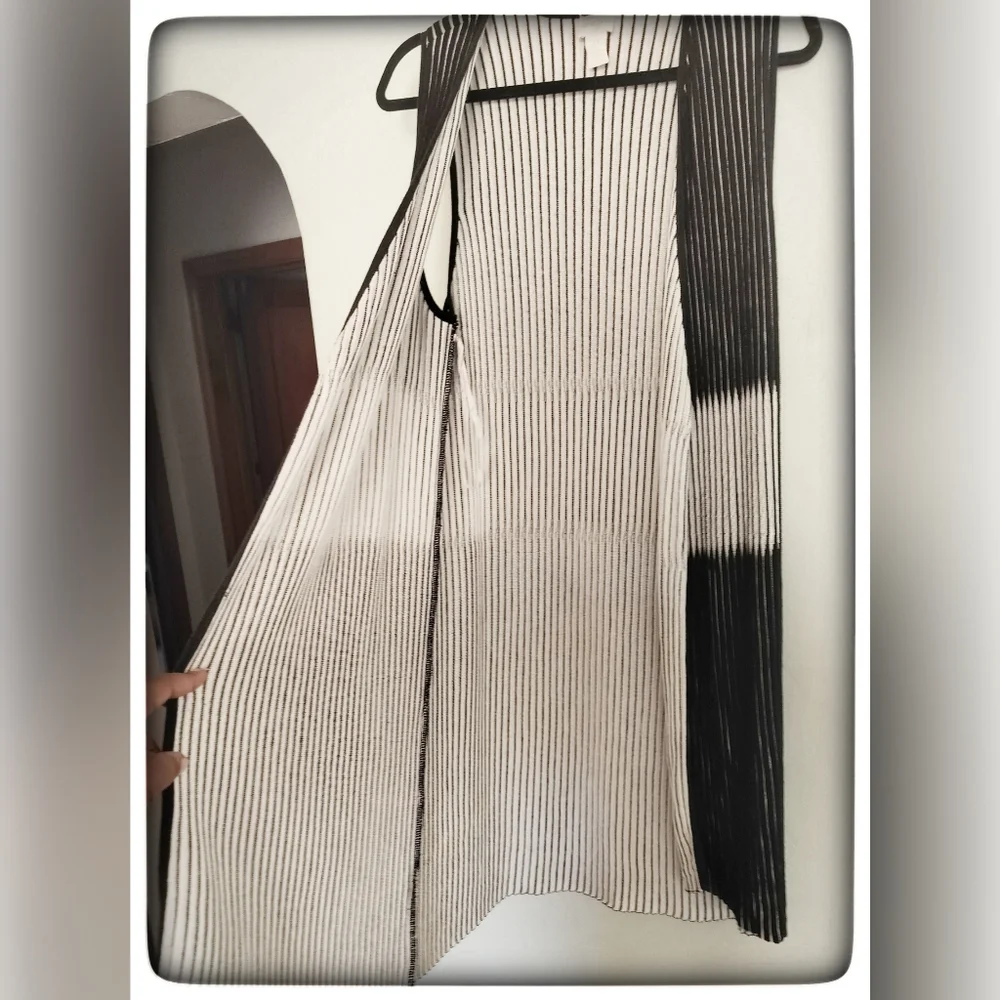 Chico's Black & White Long Open Front Cardigan Sz S - Picture 3 of 6